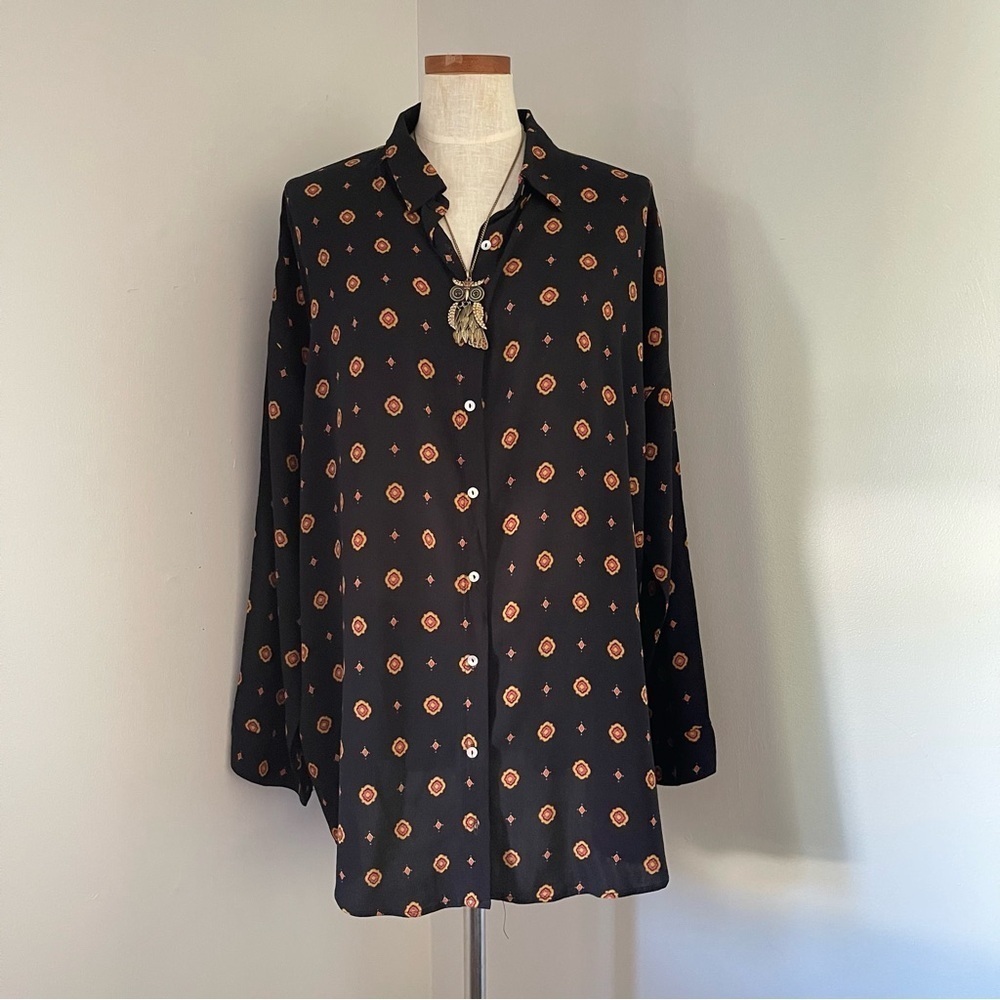 Free People Intimately Black combo Medallion print shirt size Medium NWOT